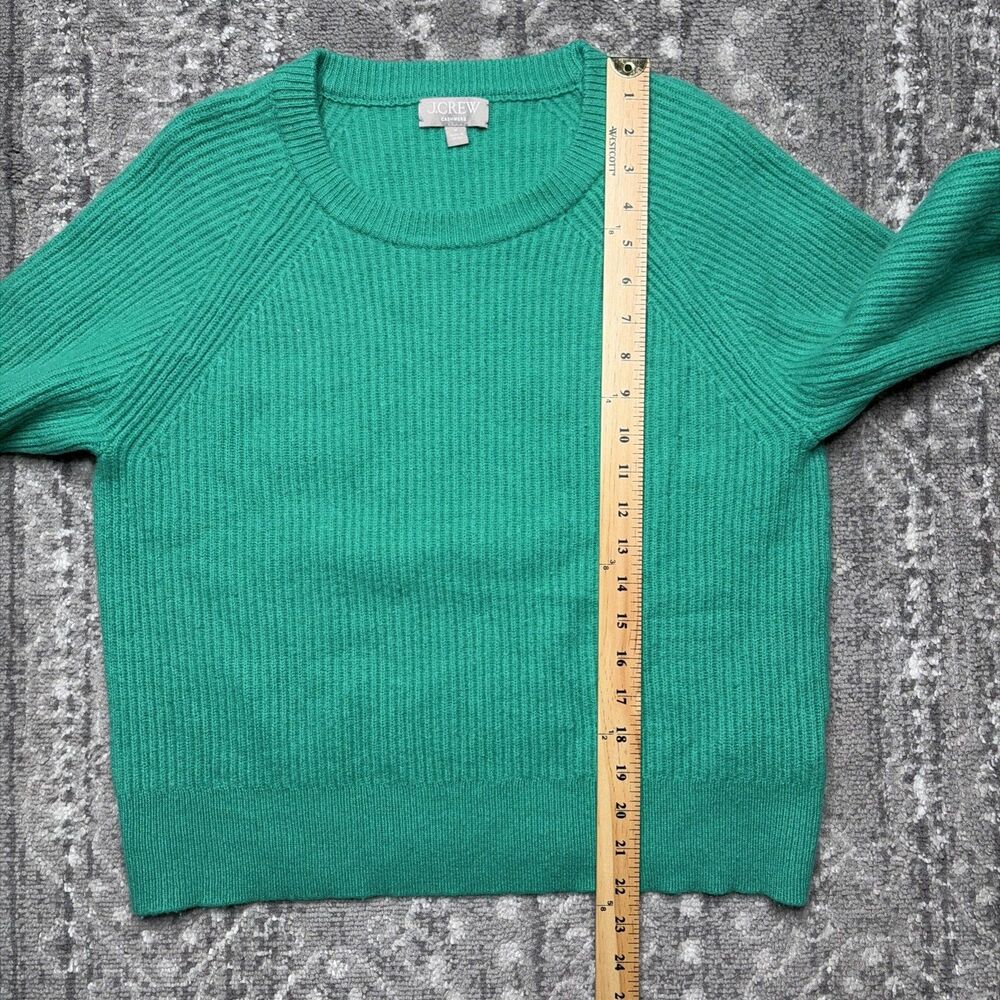 J.Crew Women's Green Cashmere Ribbed Knit Sweater Medium Chunky Pullover Luxury - Picture 4 of 9